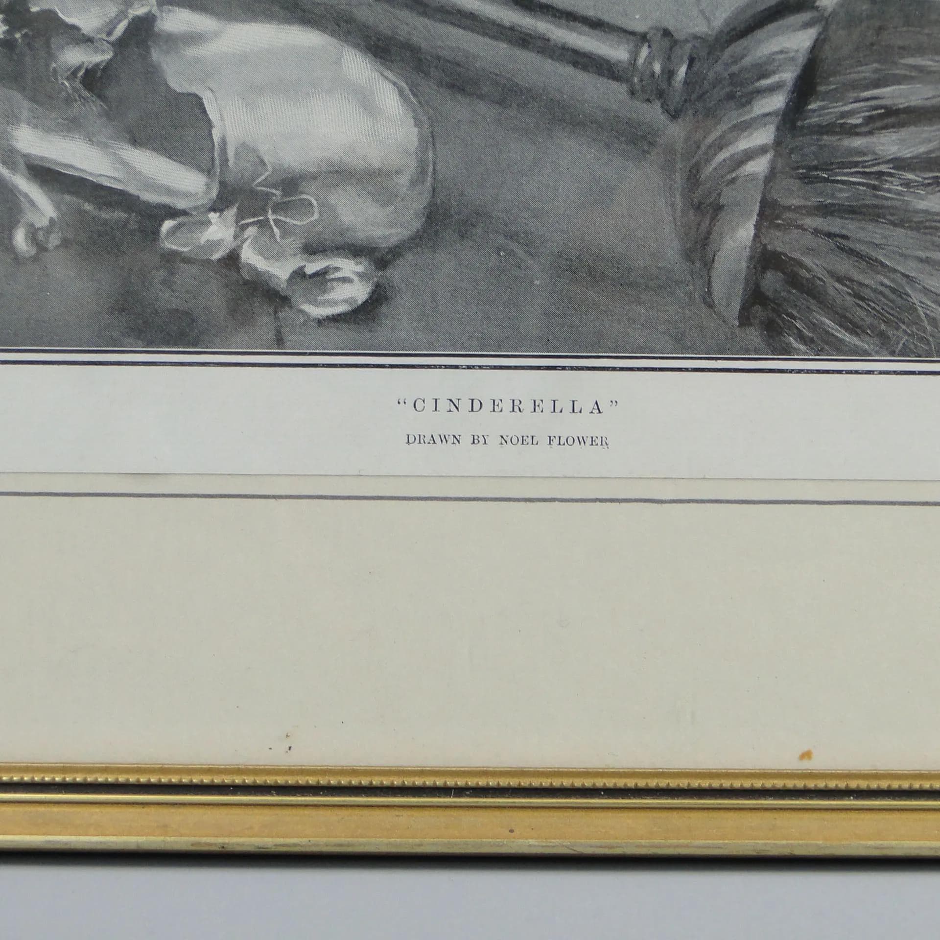 Grafika Cinderalla, szary, papier, aut. N. Flower, Wielka Brytania, pocz. XX w. - 12476