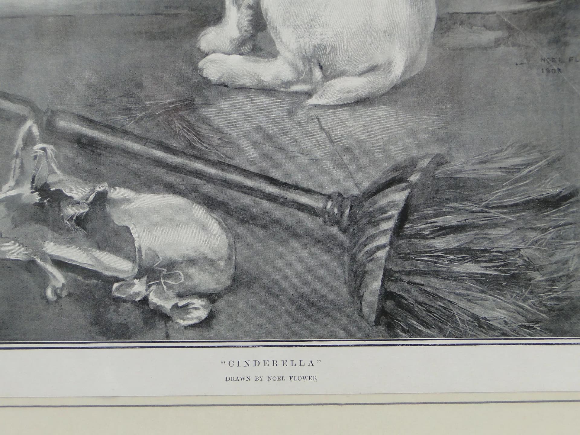 Grafika Cinderalla, szary, papier, aut. N. Flower, Wielka Brytania, pocz. XX w. - 12481
