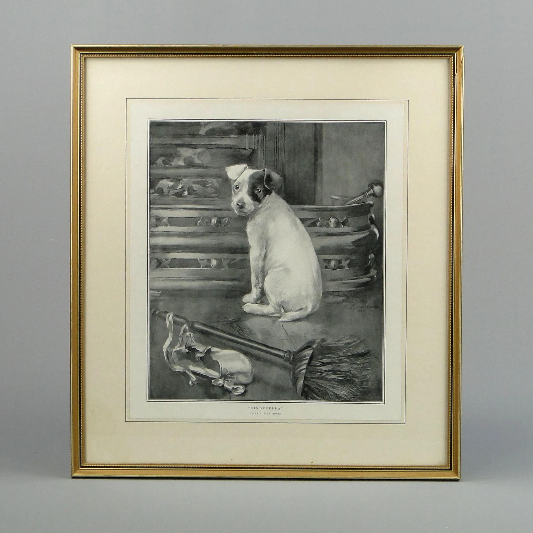 Grafika Cinderalla, szary, papier, aut. N. Flower, Wielka Brytania, pocz. XX w. - 12475