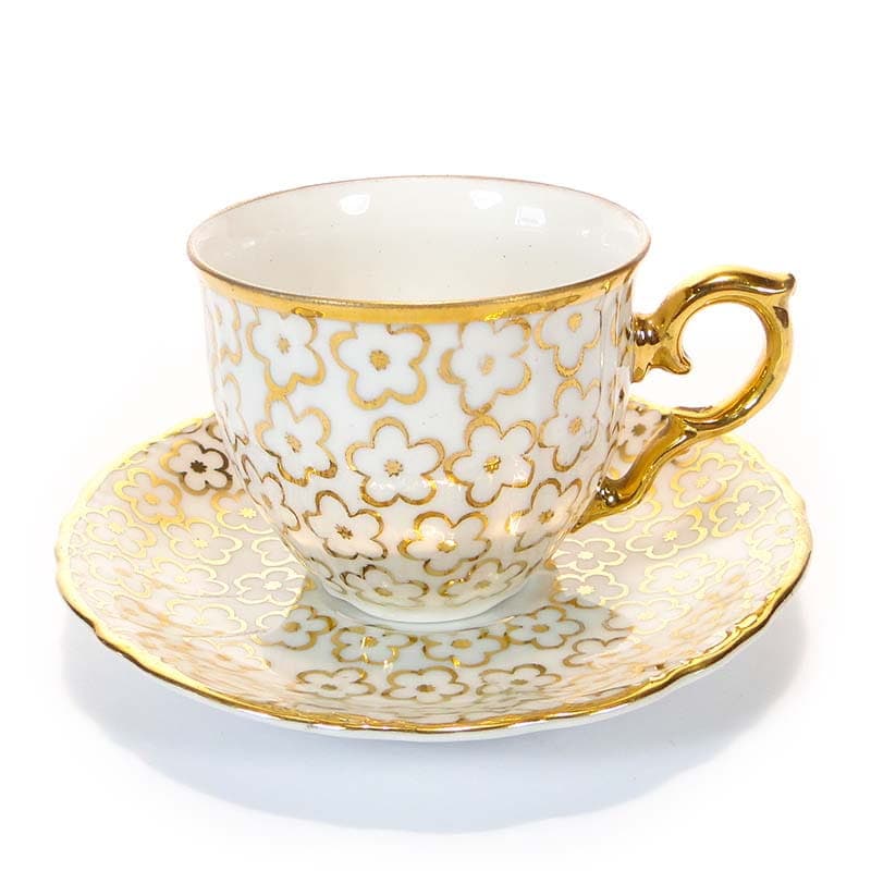 Filiżanka do mokki Rococo, porcelana biała złota, Czechy, lata 20. - 179789