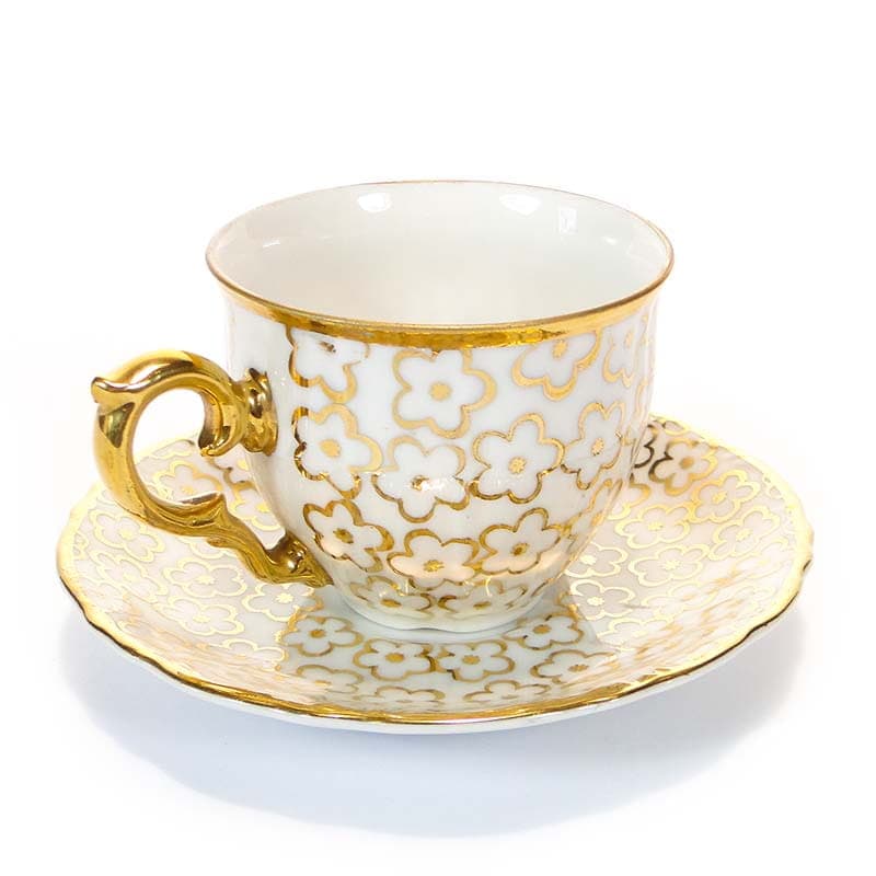 Filiżanka do mokki Rococo, porcelana biała złota, Czechy, lata 20. - 179783