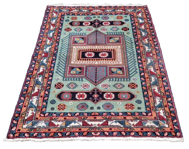 Rug Kazak, multicolor wool, Azerbaijan, 19th c. - DIMENSION