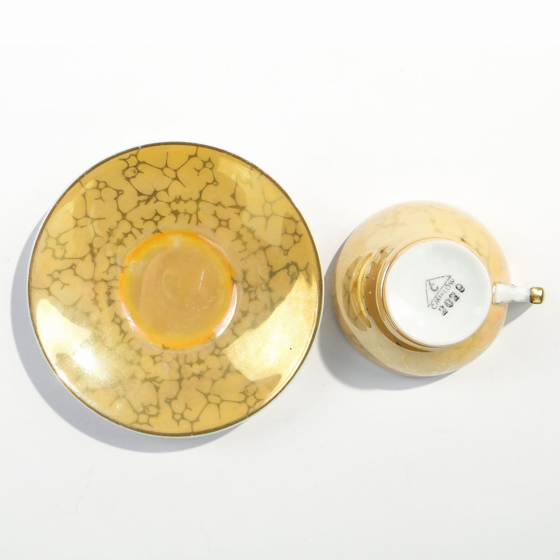 Filiżanka do mokki Płaski, żółty, porcelana, proj. B. Wendorf, Ćmielów, Polska, lata 30. - 179852