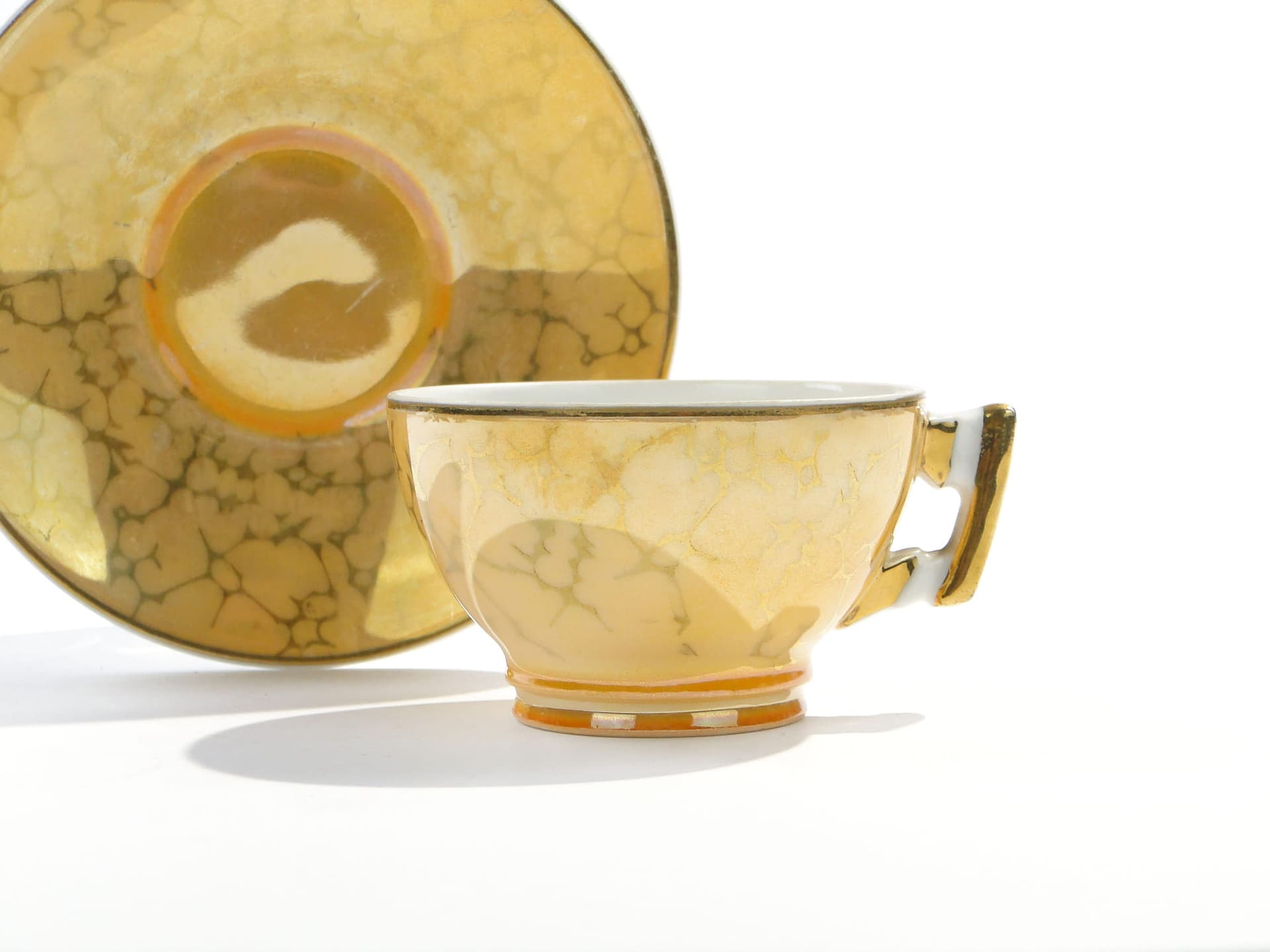 Filiżanka do mokki Płaski, żółty, porcelana, proj. B. Wendorf, Ćmielów, Polska, lata 30. - 179851