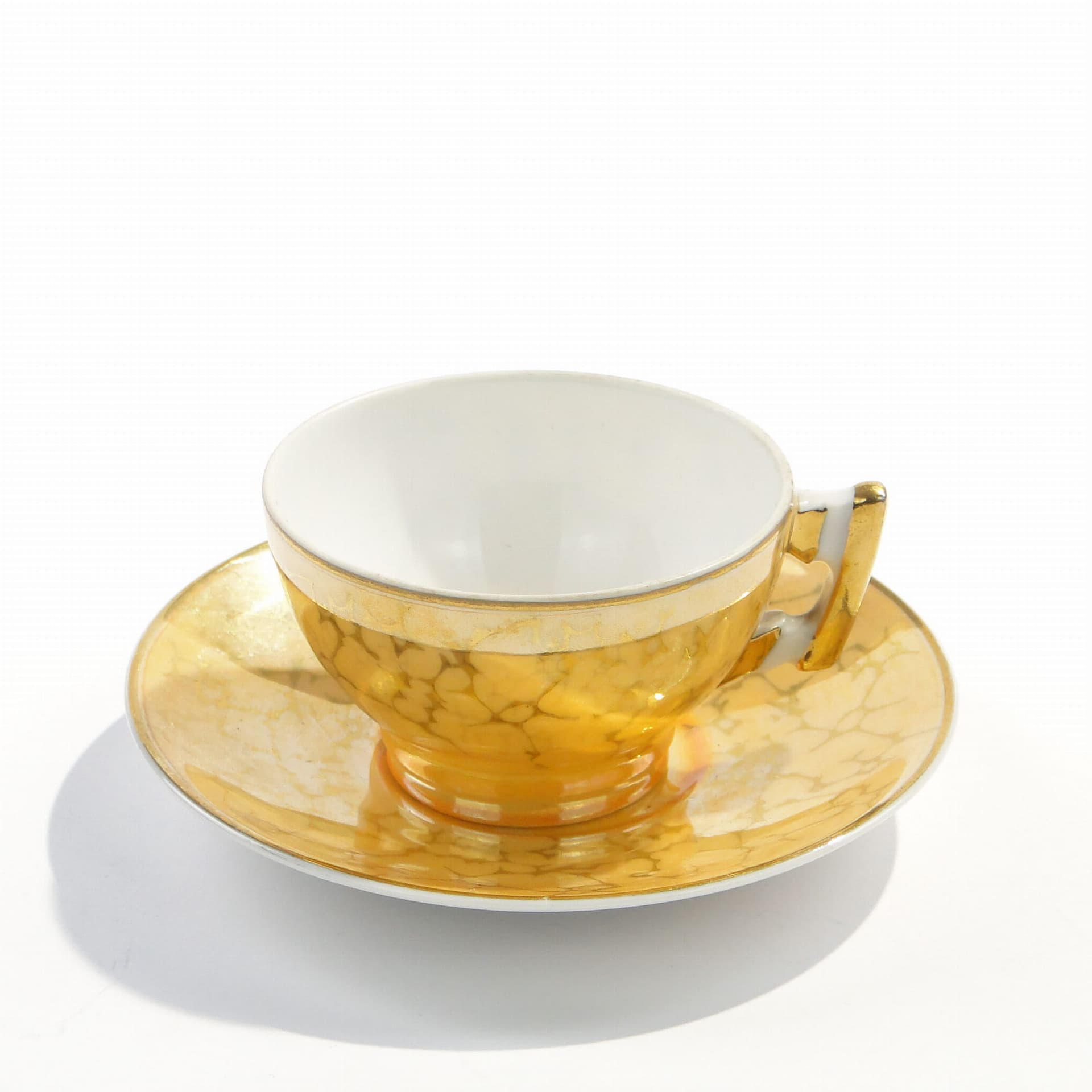 Filiżanka do mokki Płaski, żółty, porcelana, proj. B. Wendorf, Ćmielów, Polska, lata 30. - 179856