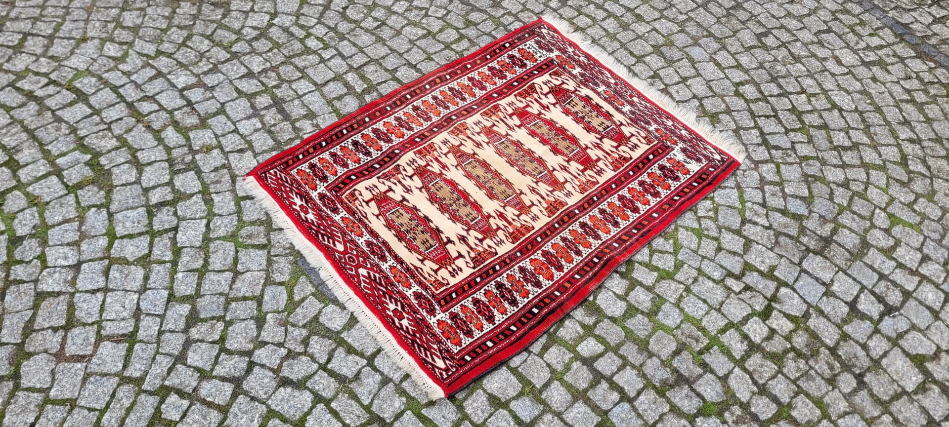 Rug Afghan, 120x85 cm, beige, wool, Afghanistan - 179886