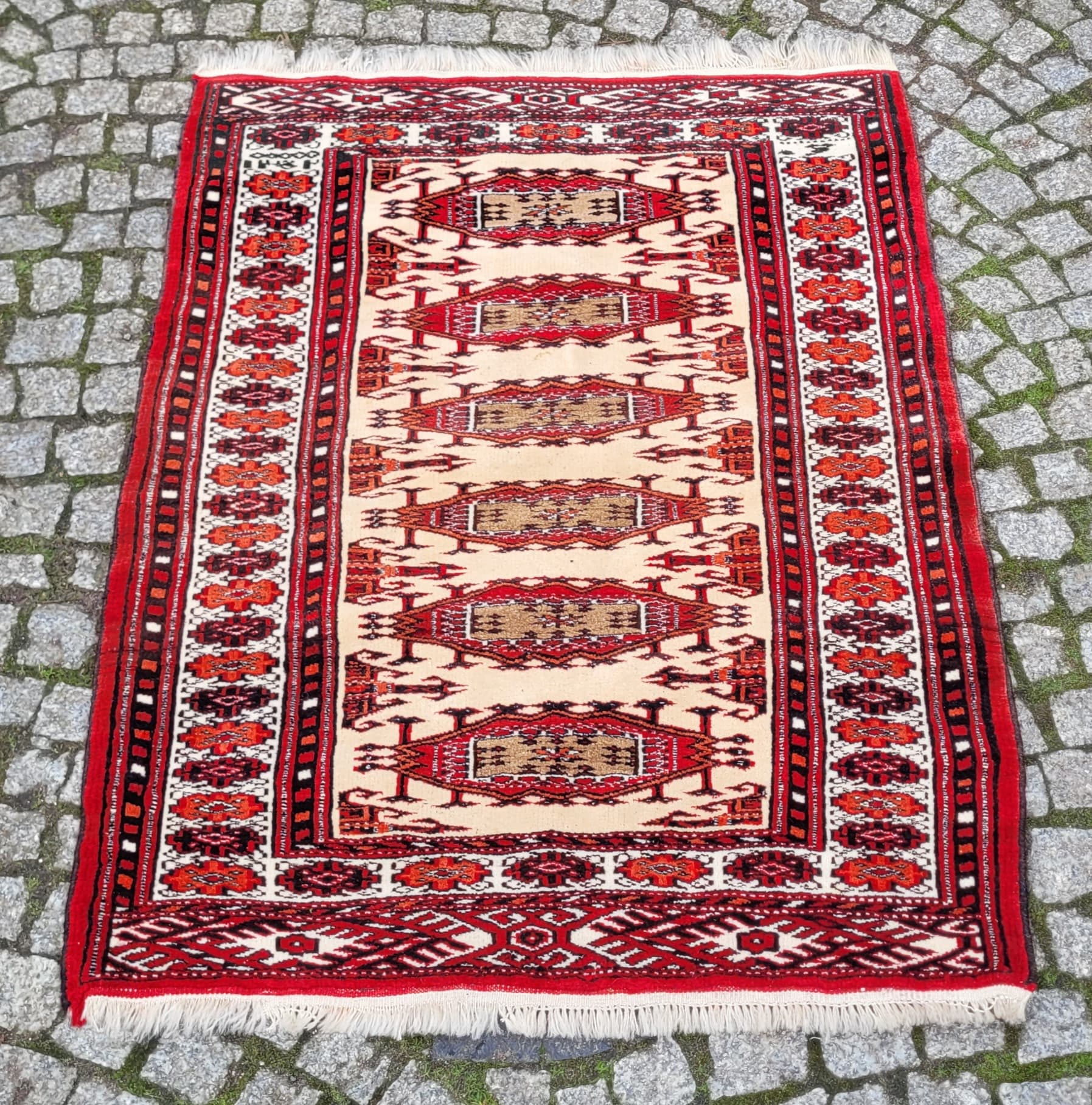 Rug Afghan, 120x85 cm, beige, wool, Afghanistan - 179872