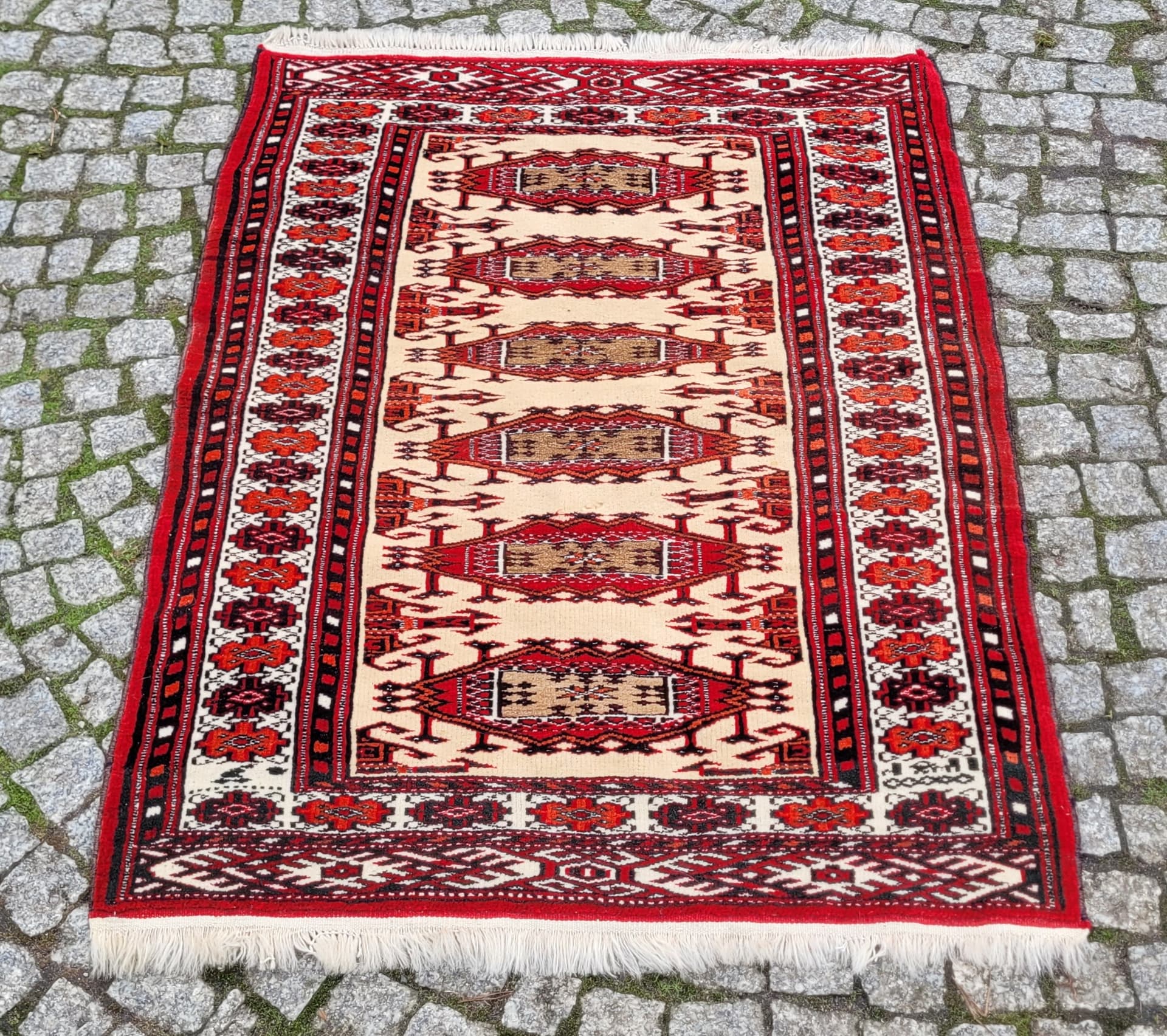 Rug Afghan, 120x85 cm, beige, wool, Afghanistan - 179873