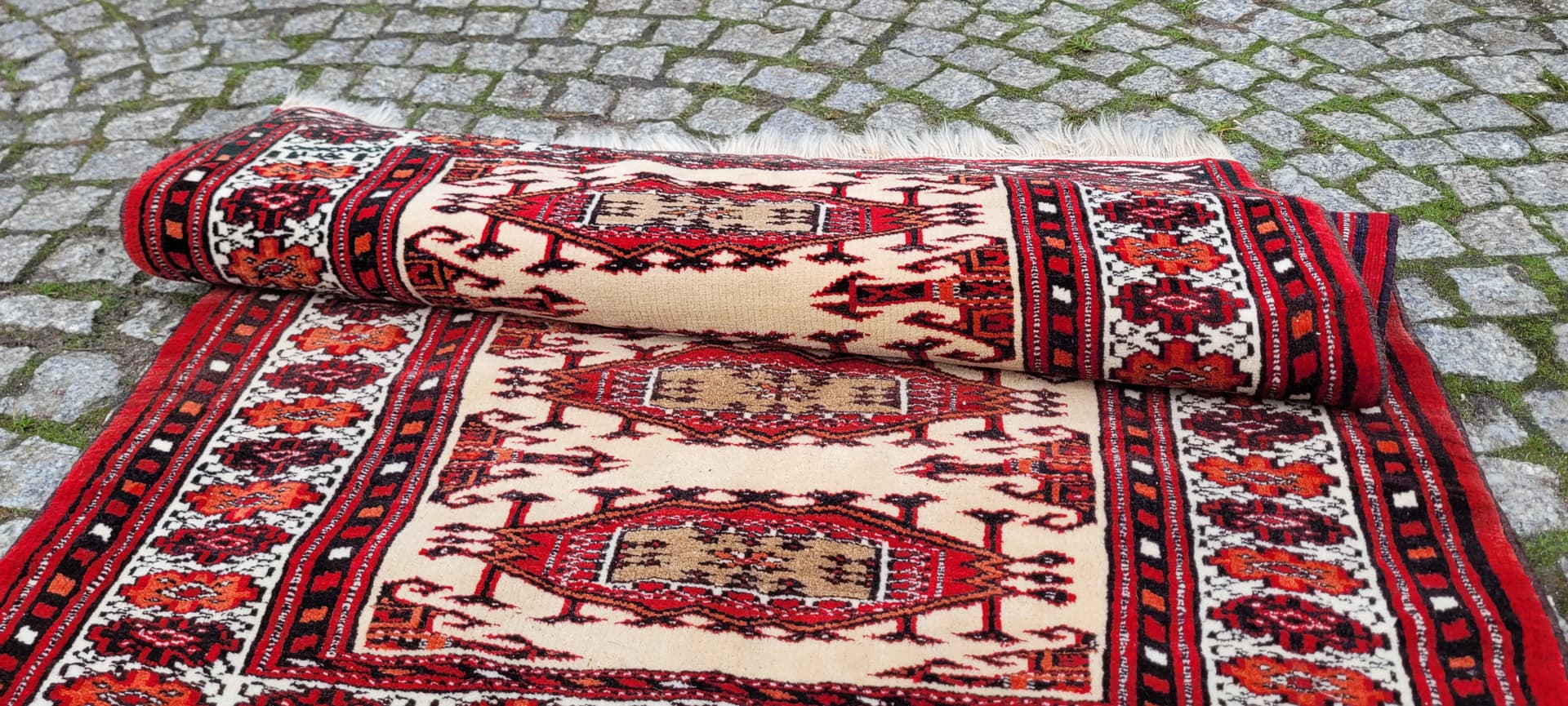 Rug Afghan, 120x85 cm, beige, wool, Afghanistan - 179878