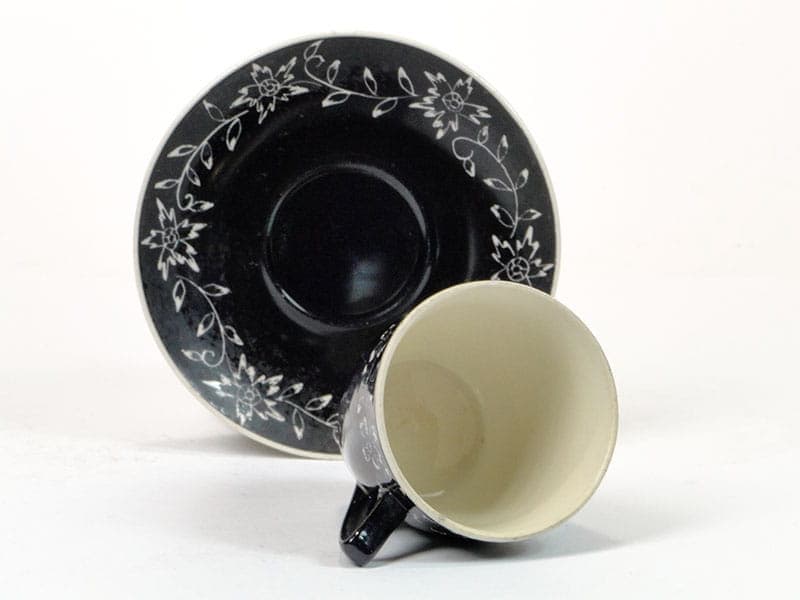 Filiżanka ze spodkiem, czarna porcelana, Chodzież, Polska, lata 70. - 179888