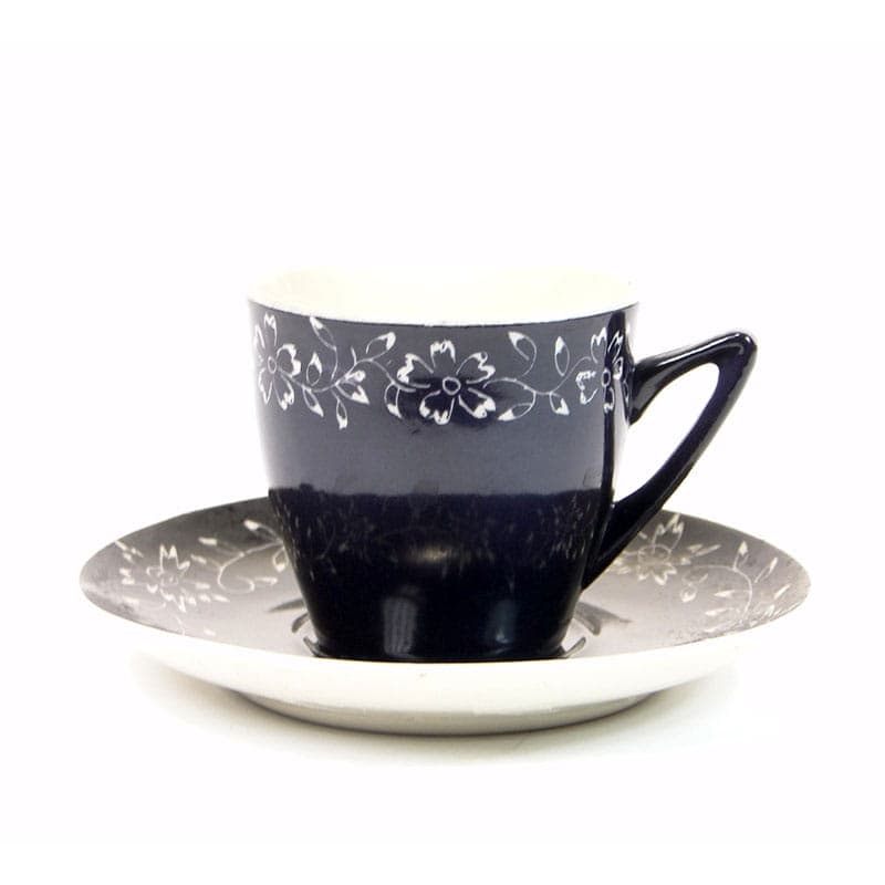 Filiżanka ze spodkiem, czarna porcelana, Chodzież, Polska, lata 70. - 179891