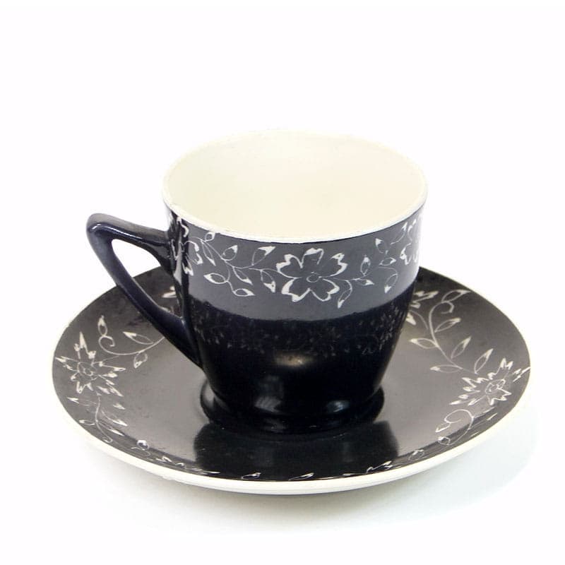 Filiżanka ze spodkiem, czarna porcelana, Chodzież, Polska, lata 70. - 179892