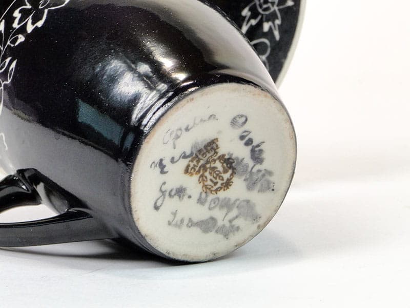 Filiżanka ze spodkiem, czarna porcelana, Chodzież, Polska, lata 70. - 179887