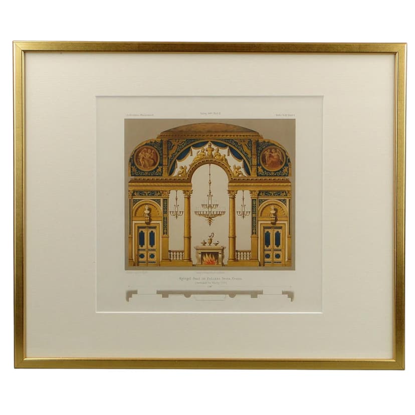 Grafika architektoniczna neoklasycystyczna, złoty, papier, Niemcy, XIX w.