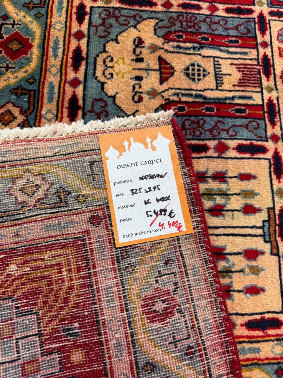 Persian Rug Kashan 325x275 cm, red, wool, Iran - 179981