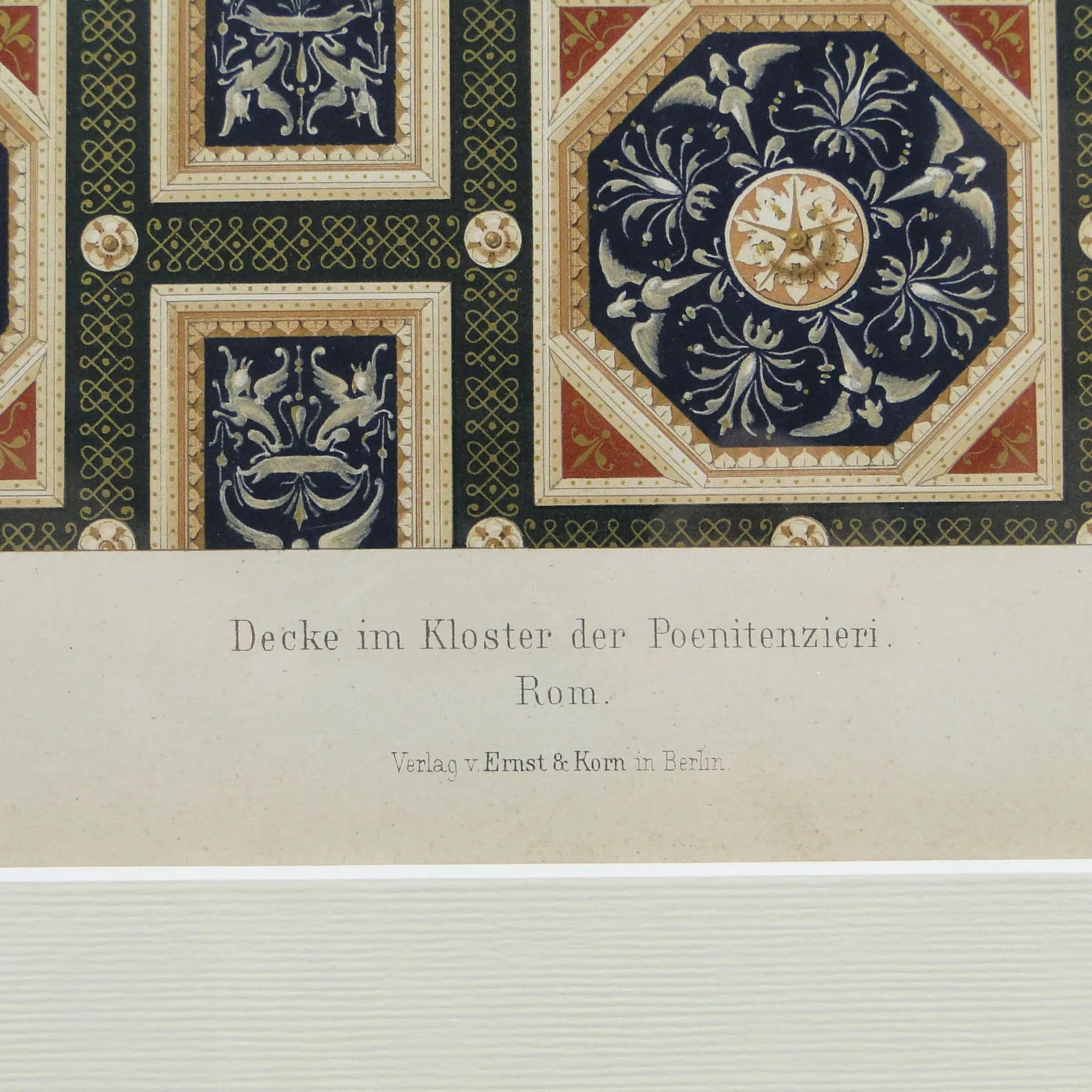 Neoclassical Architectural Lithograph, navy blue, paper, Germany, 19th c. - 12734