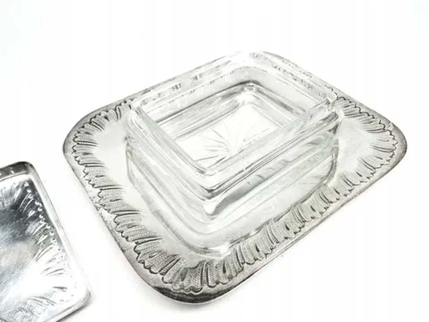 Art Deco sardine container, silver-plated brass, crystal, Belgium, 1930s. - 180053