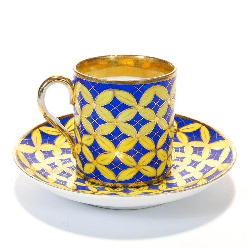 Filiżanka do mokki ze spodkiem, porcelana niebieska, Carl Tielsch, Polska, XIX w. - 180063