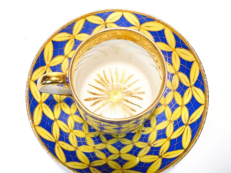 Filiżanka do mokki ze spodkiem, porcelana niebieska, Carl Tielsch, Polska, XIX w. - 180061