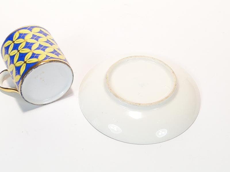 Filiżanka do mokki ze spodkiem, porcelana niebieska, Carl Tielsch, Polska, XIX w. - 180058