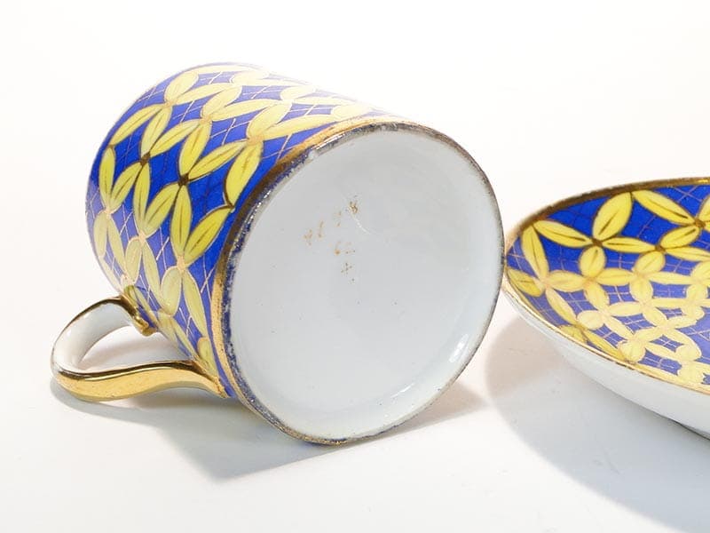 Filiżanka do mokki ze spodkiem, porcelana niebieska, Carl Tielsch, Polska, XIX w. - 180057