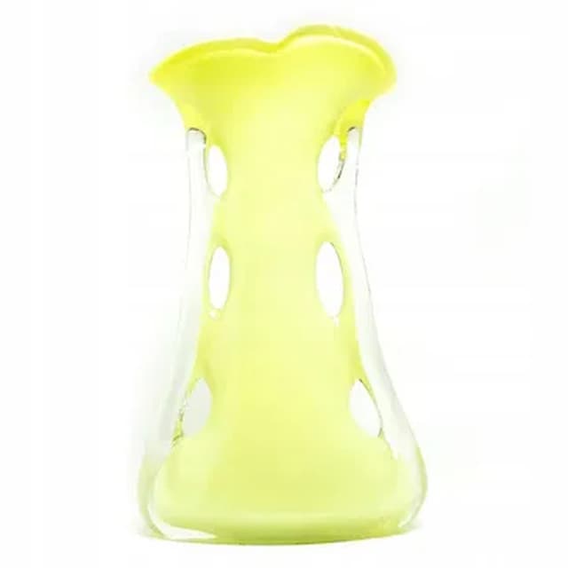 Wazon płetwa rekina, Mid-century modern, szkło żółte, Polska, lata 70. - WYMIARY