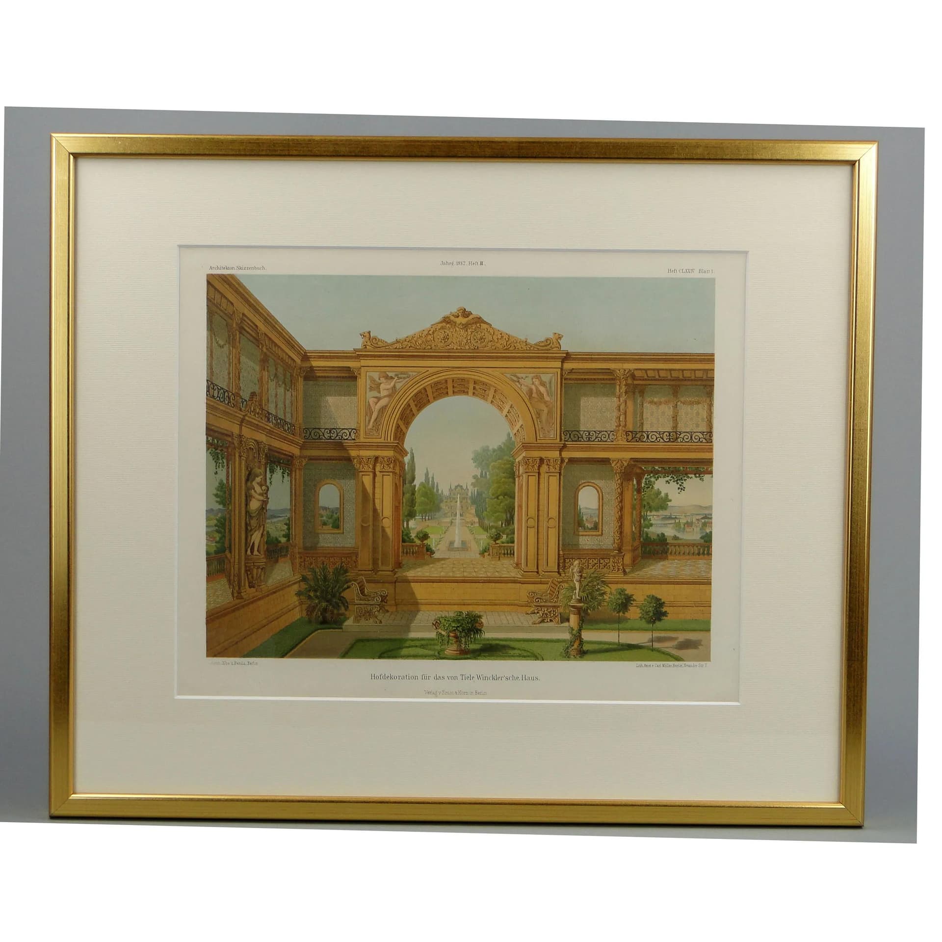 Grafika architektoniczna, złoty, papier, Niemcy, XIX wiek - 12723