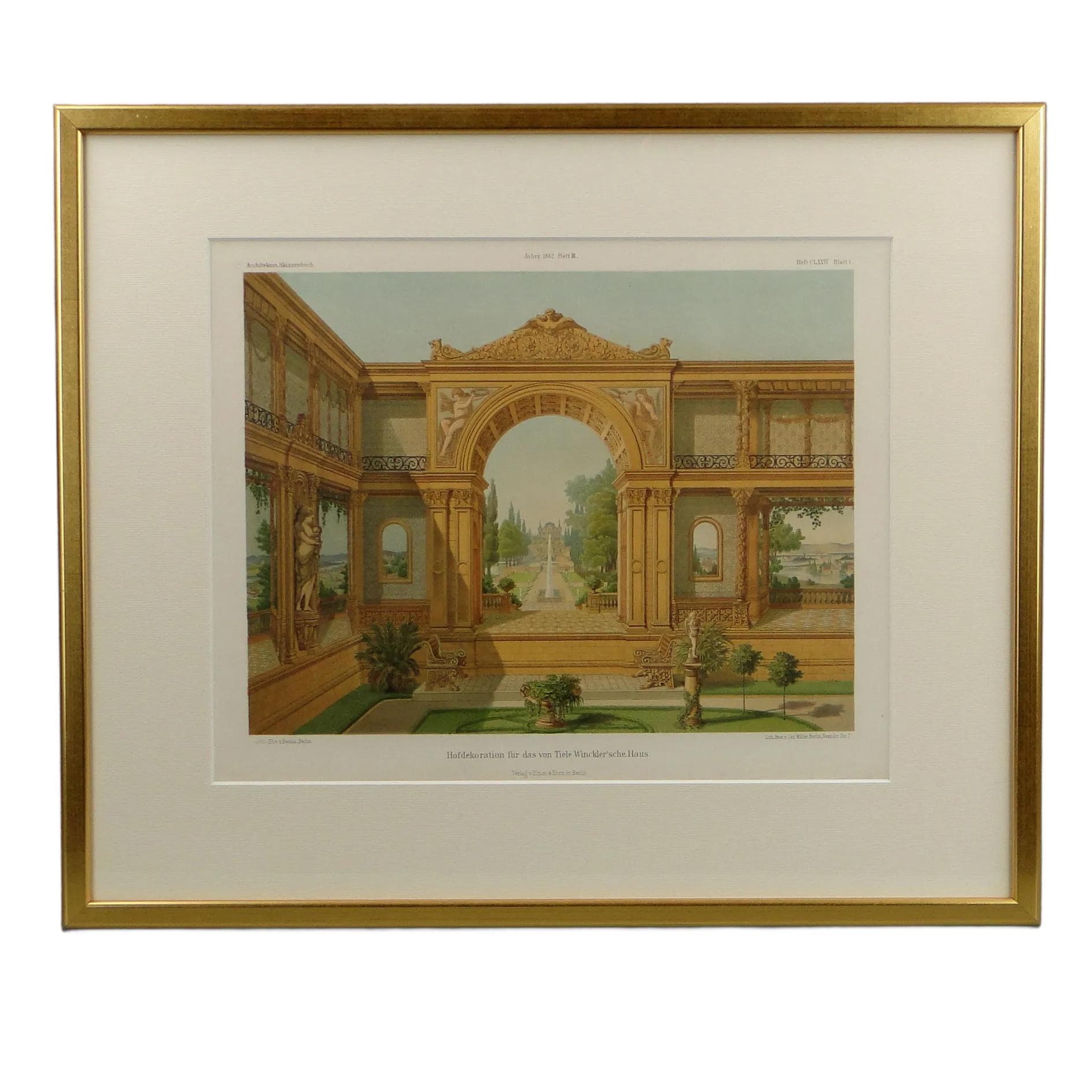 Grafika architektoniczna, złoty, papier, Niemcy, XIX wiek