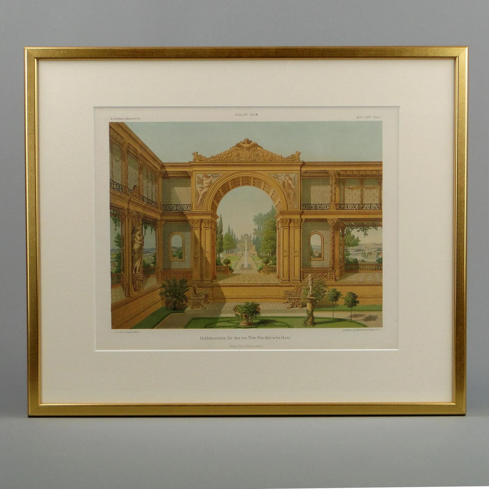 Grafika architektoniczna, złoty, papier, Niemcy, XIX wiek - 12722