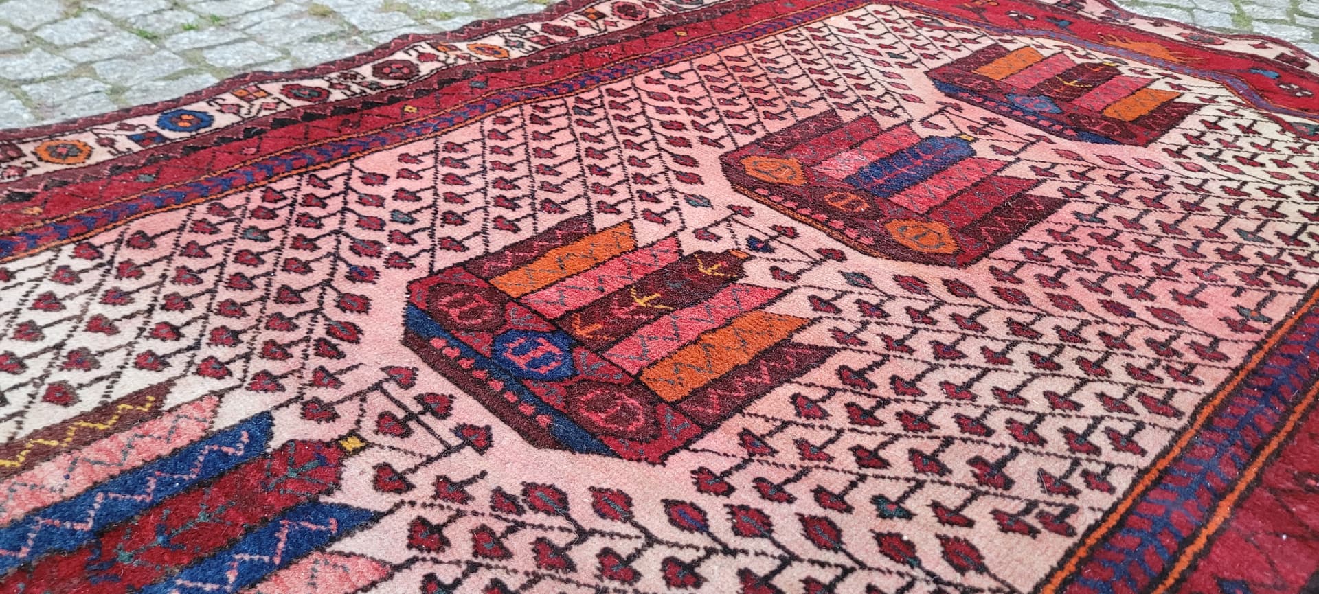 Chodnik Afshar 105x285 cm, multikolor, wełna, Iran, XIX w. - 180105