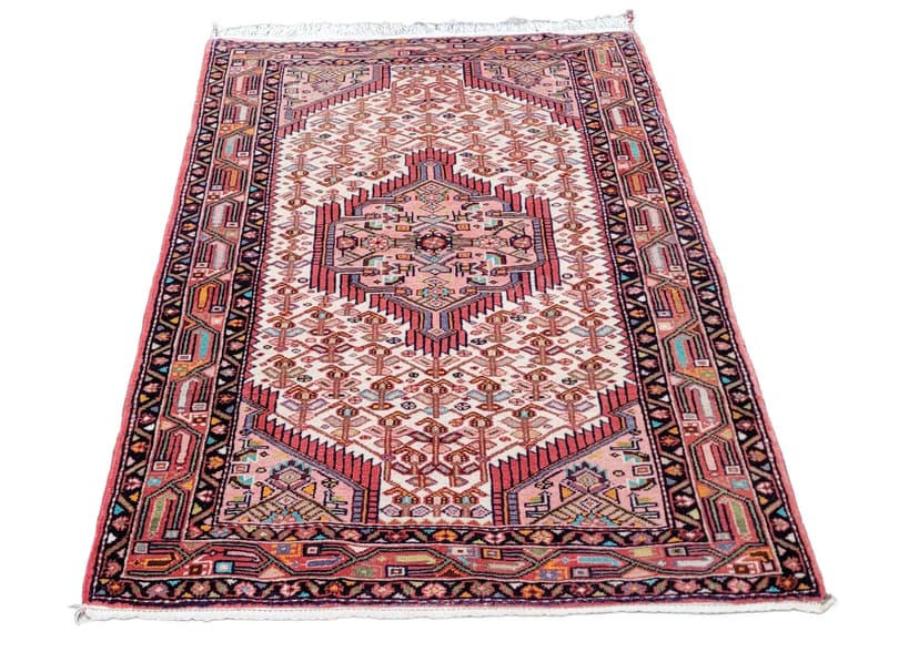 Rug Hamadan 105x164 cm, beige wool, Iran, 1960s.