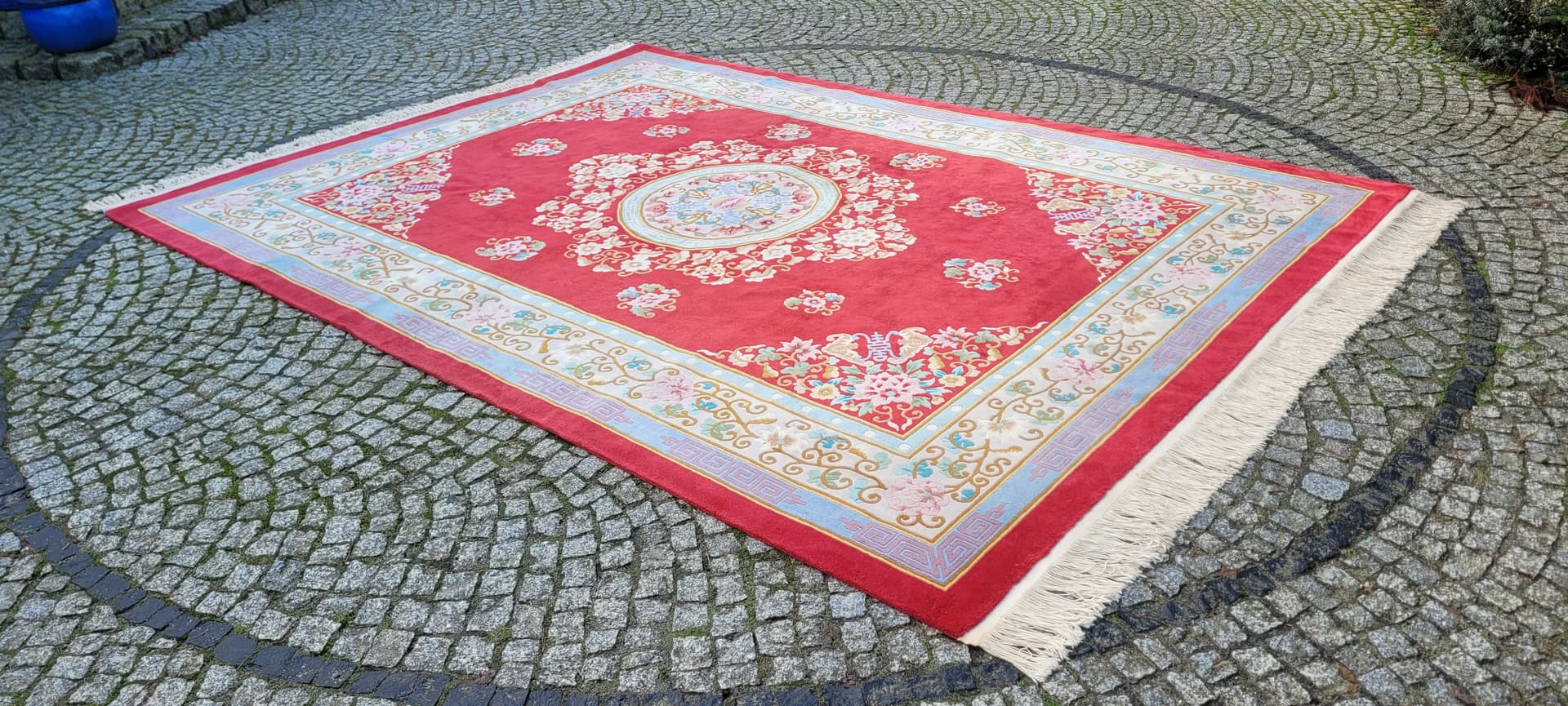 Dywan Aubusson 245x365cm, czerwony, wełna, Chiny, lata 70. - 180226