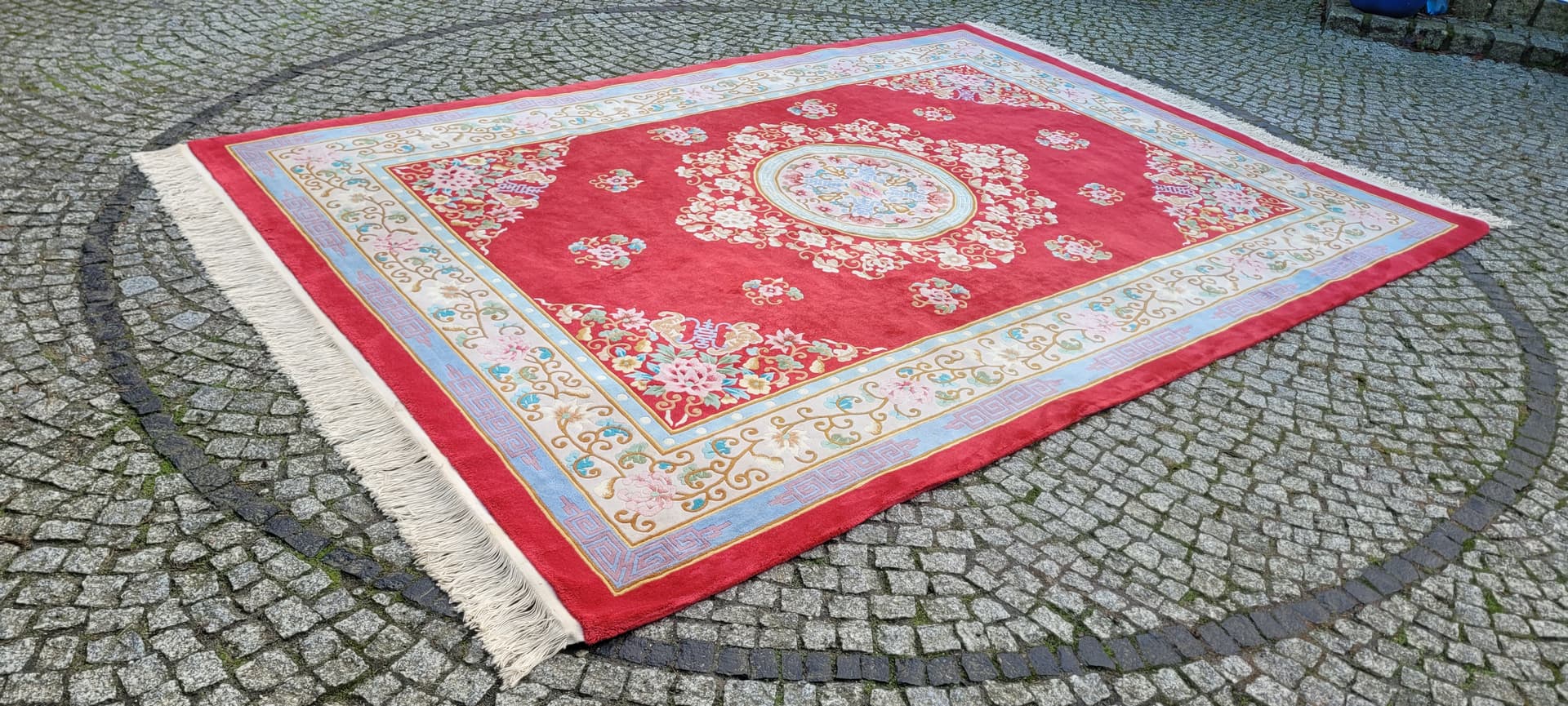 Dywan Aubusson 245x365cm, czerwony, wełna, Chiny, lata 70. - 180229