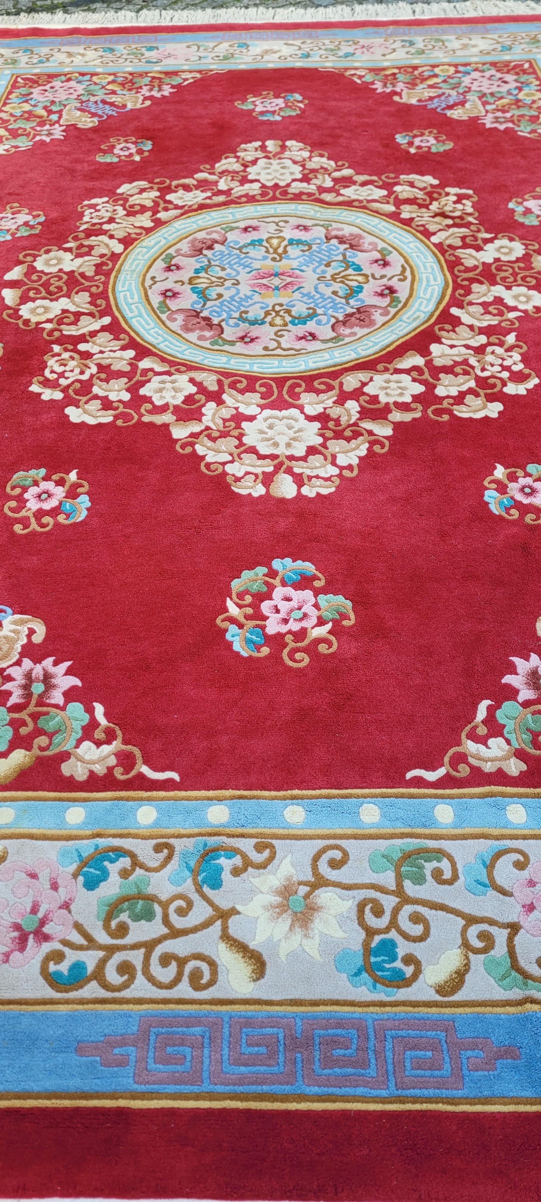 Dywan Aubusson 245x365cm, czerwony, wełna, Chiny, lata 70. - 180223