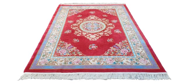 Dywan Aubusson 245x365cm, czerwony, wełna, Chiny, lata 70. - WYMIARY