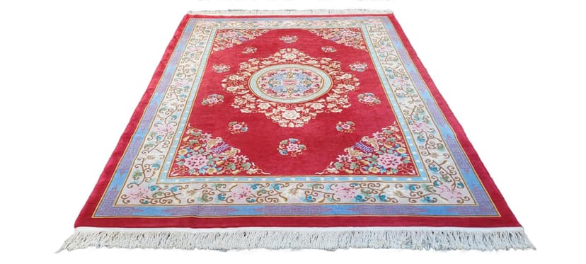 Dywan Aubusson 245x365cm, czerwony, wełna, Chiny, lata 70.