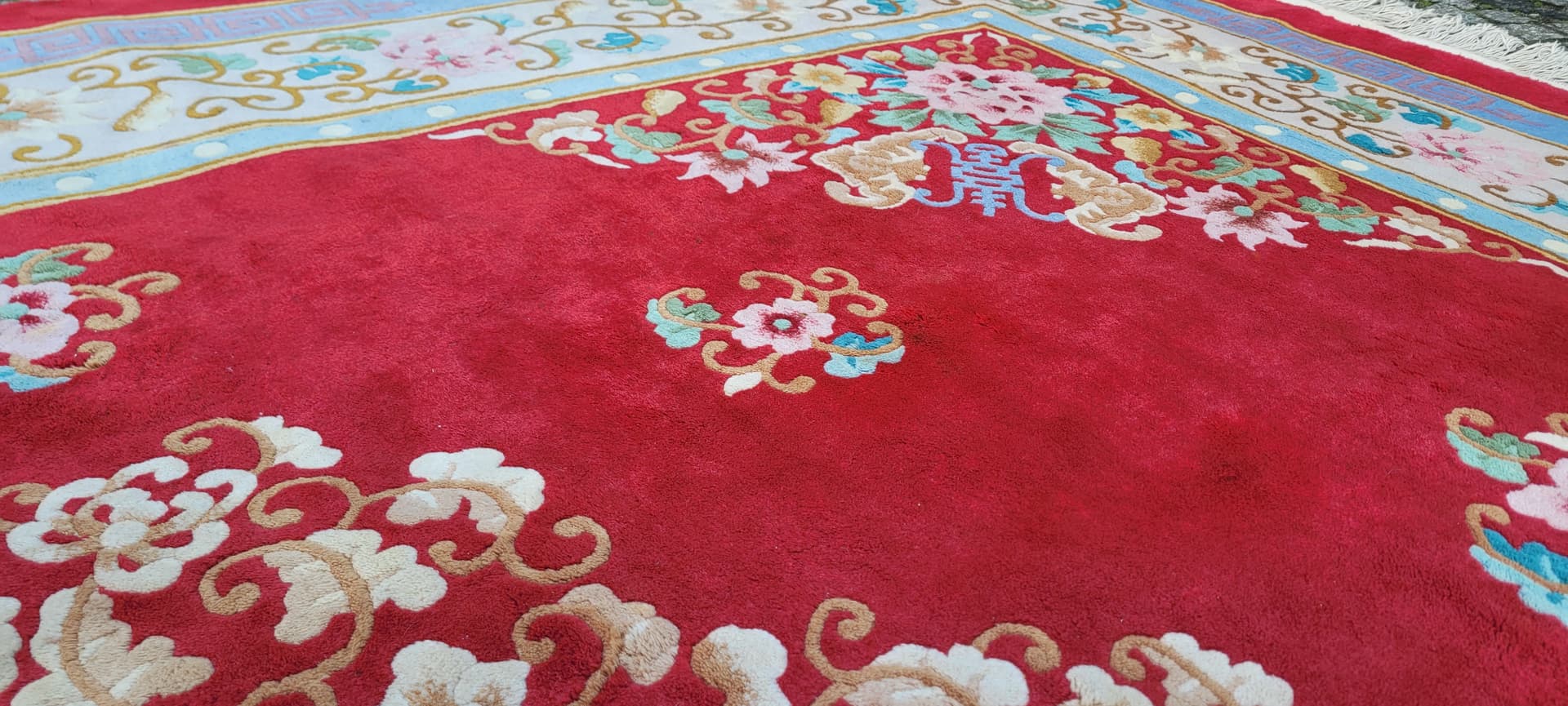 Dywan Aubusson 245x365cm, czerwony, wełna, Chiny, lata 70. - 180219