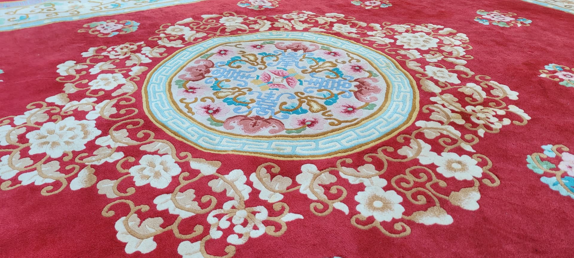 Dywan Aubusson 245x365cm, czerwony, wełna, Chiny, lata 70. - 180220