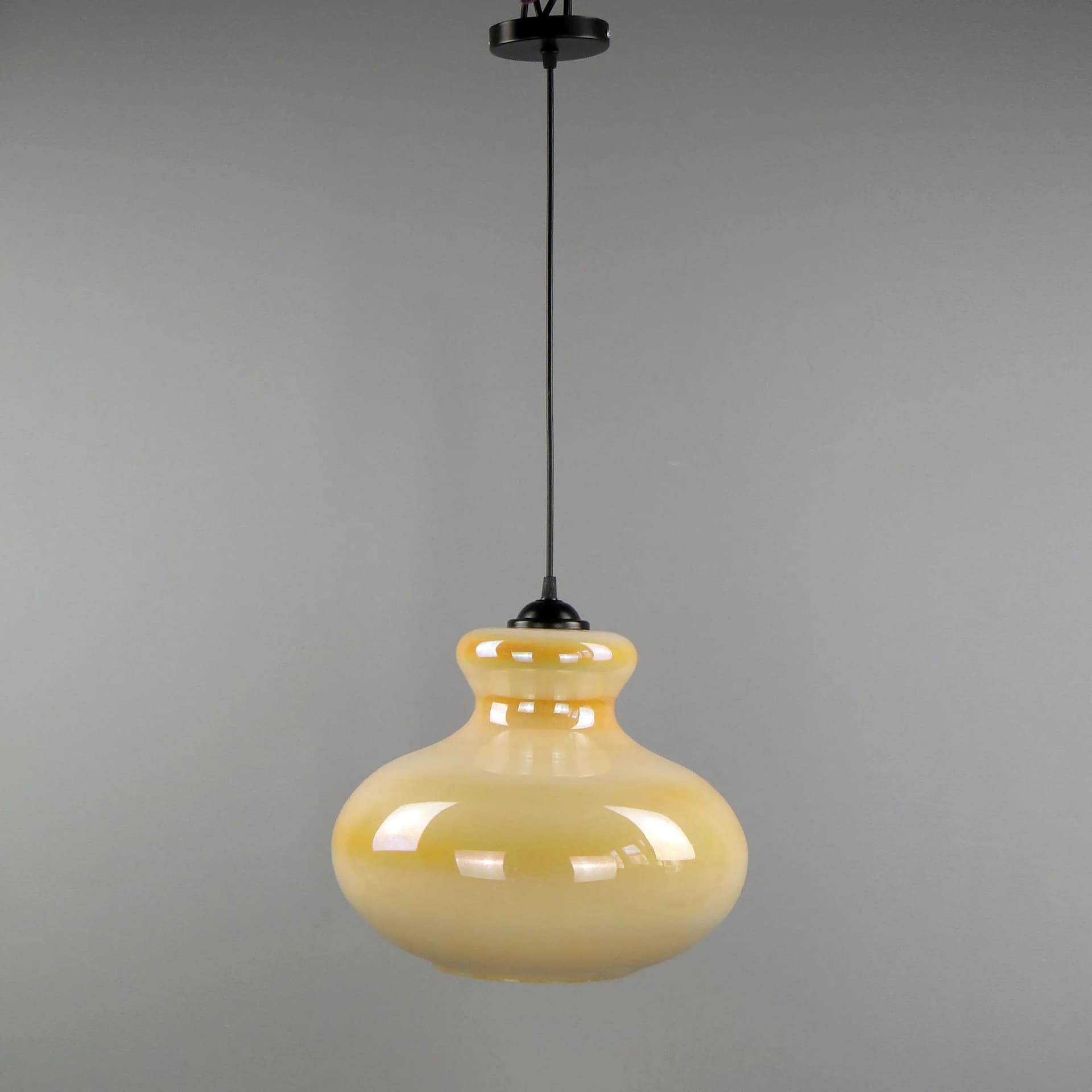 Pendant Lamp Pop Art, yellow, glass, Polam Meos, Poland, 1960s - 12720