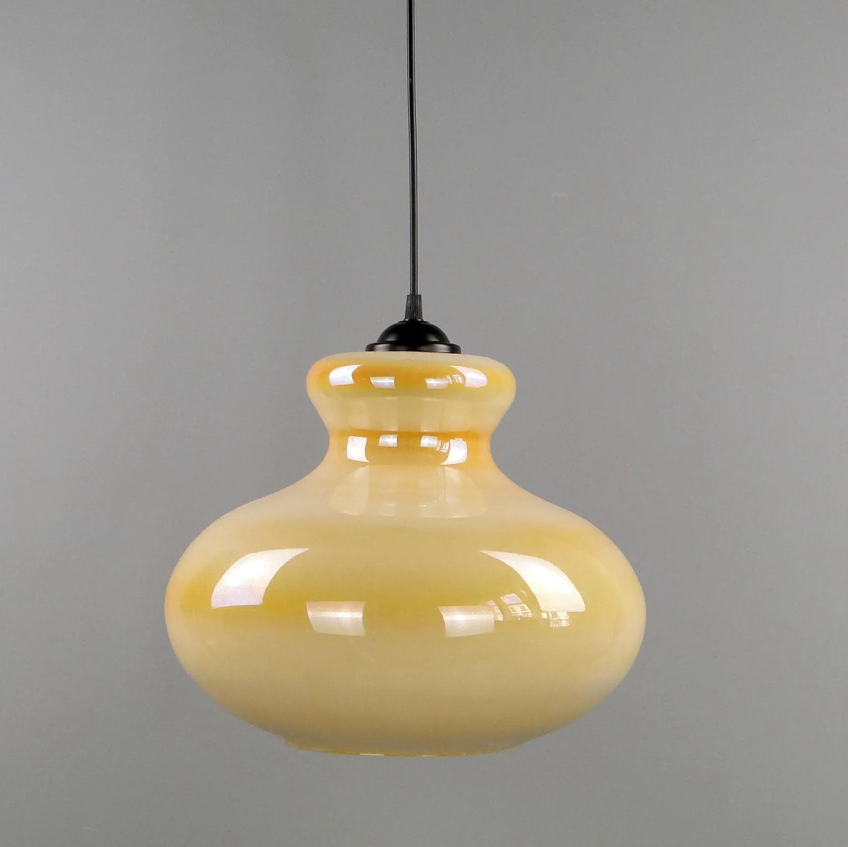 Pendant Lamp Pop Art, yellow, glass, Polam Meos, Poland, 1960s - 12716