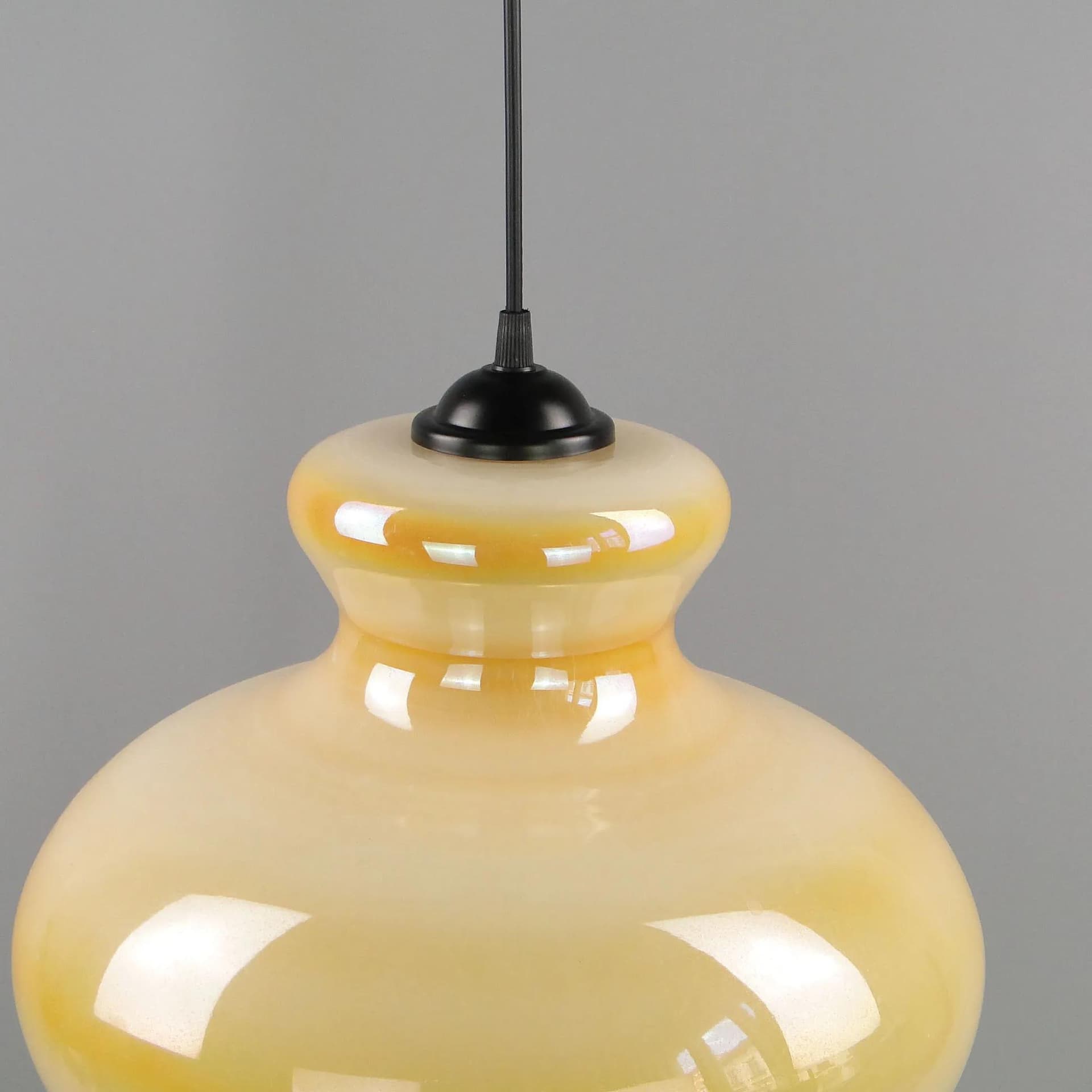 Pendant Lamp Pop Art, yellow, glass, Polam Meos, Poland, 1960s - 12718