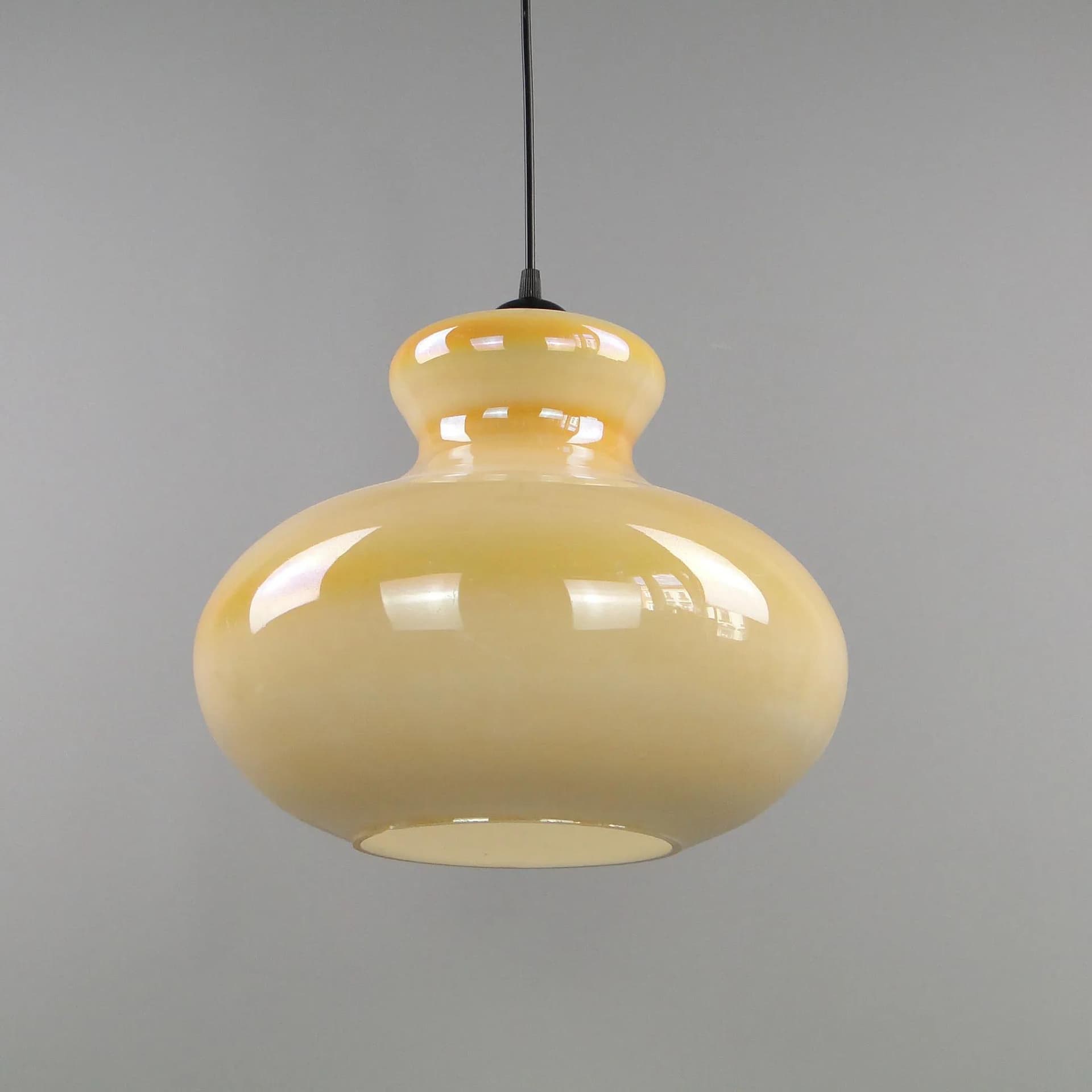 Pendant Lamp Pop Art, yellow, glass, Polam Meos, Poland, 1960s - 12717