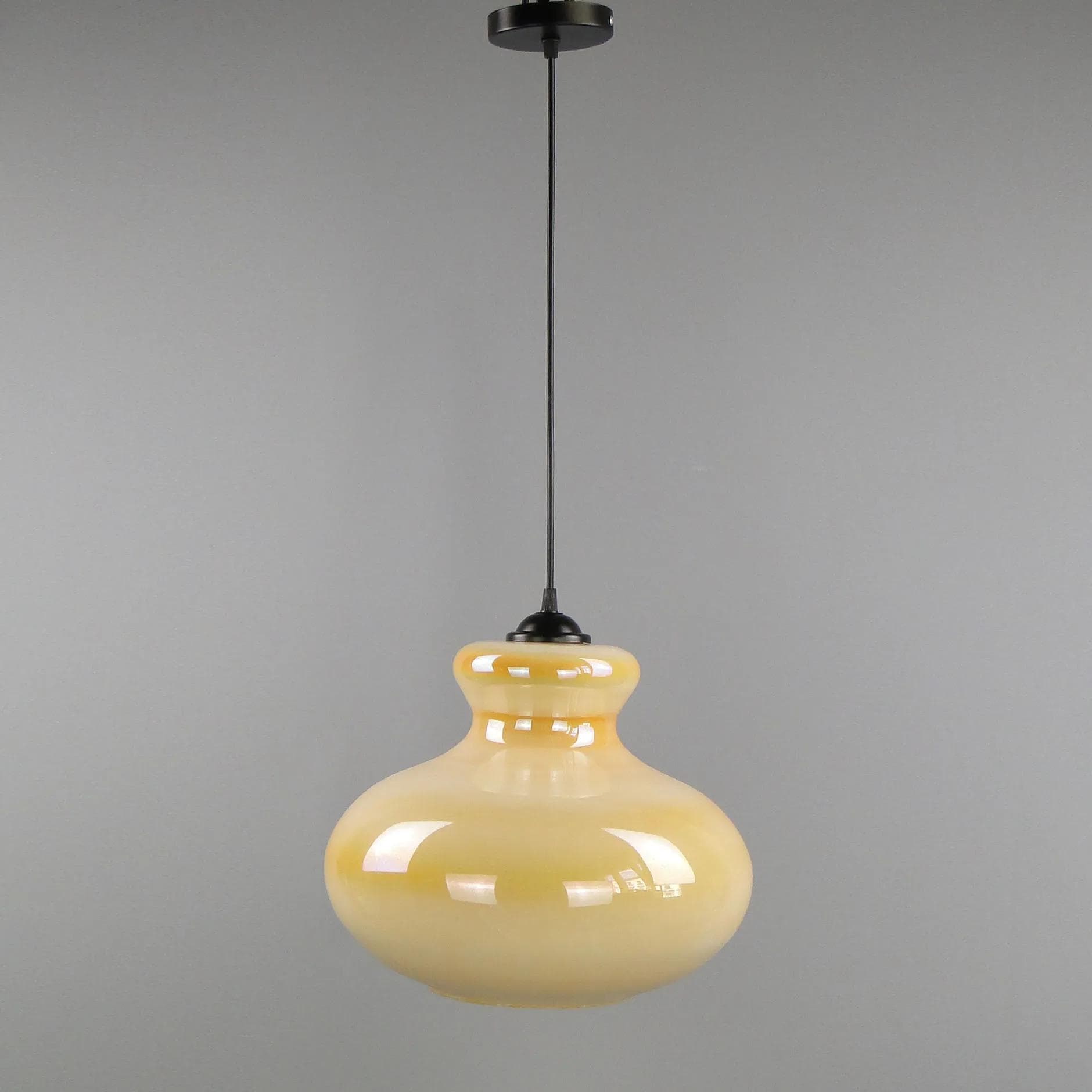 Pendant Lamp Pop Art, yellow, glass, Polam Meos, Poland, 1960s - 12715