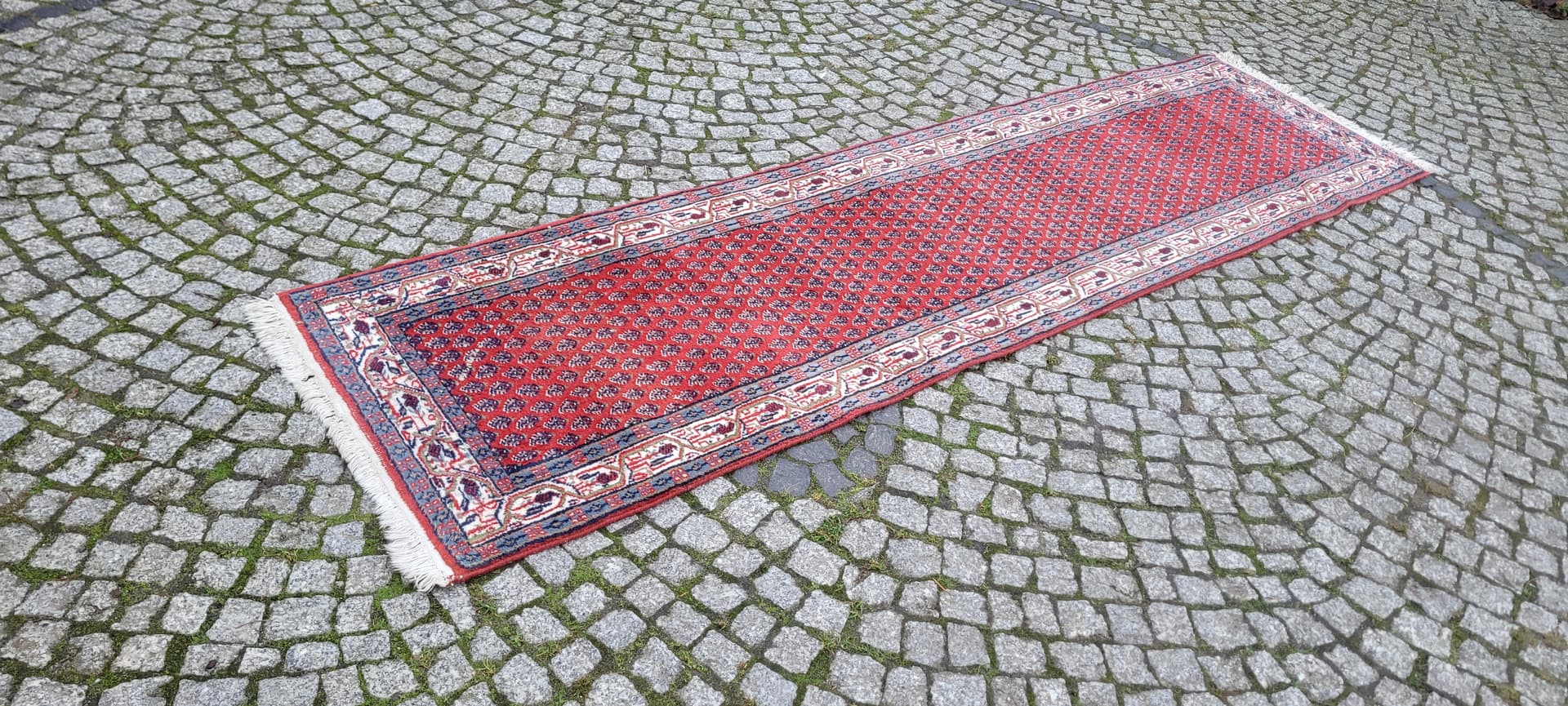 Chodnik Indo-Mir Sarouk, 75x280 cm, czerwony, wełna, Indie, lata 20. - 180324