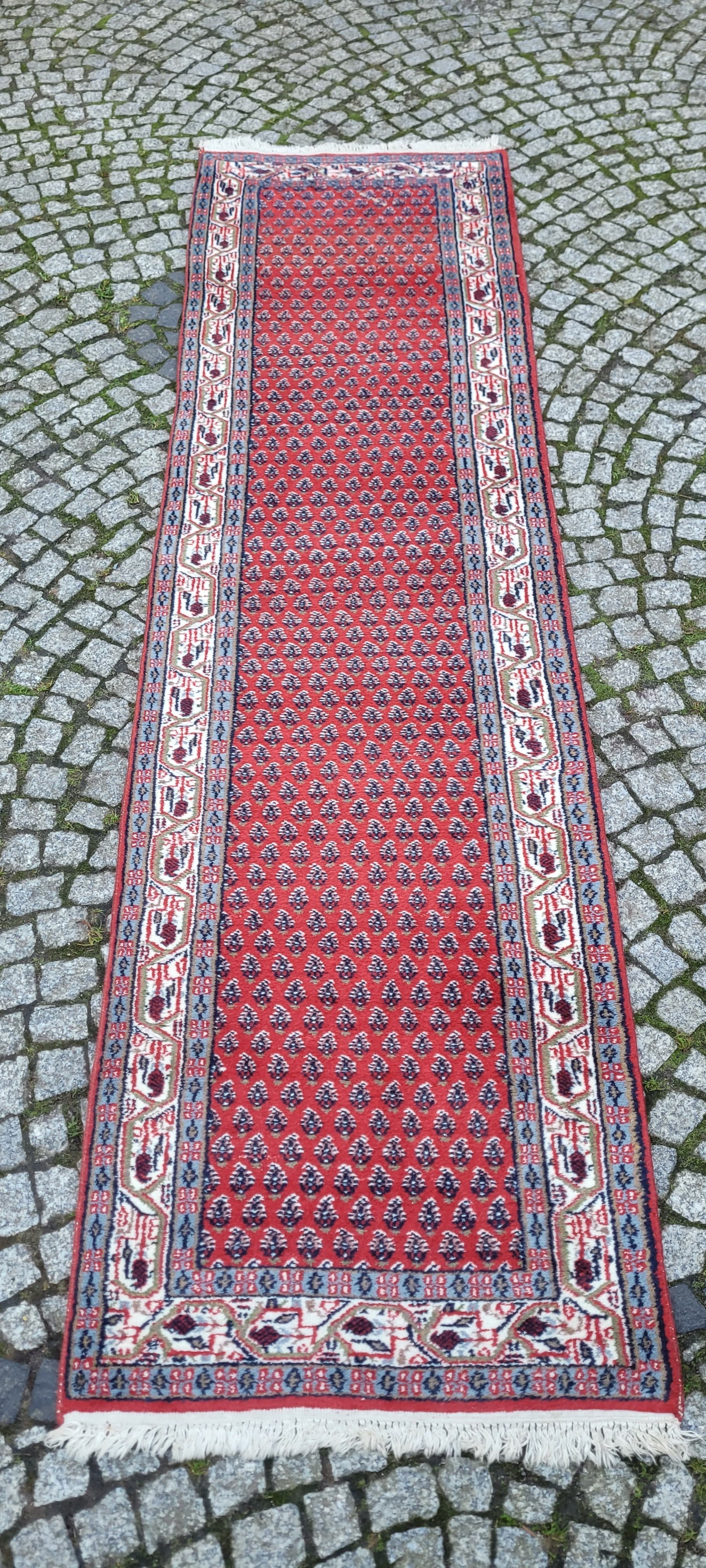 Chodnik Indo-Mir Sarouk, 75x280 cm, czerwony, wełna, Indie, lata 20. - 180315