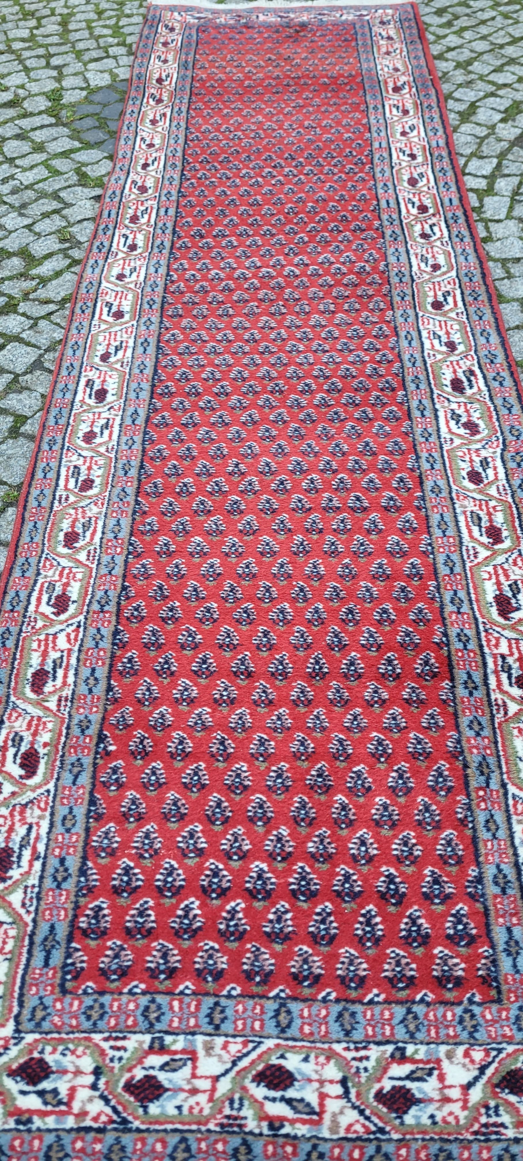 Chodnik Indo-Mir Sarouk, 75x280 cm, czerwony, wełna, Indie, lata 20. - 180311