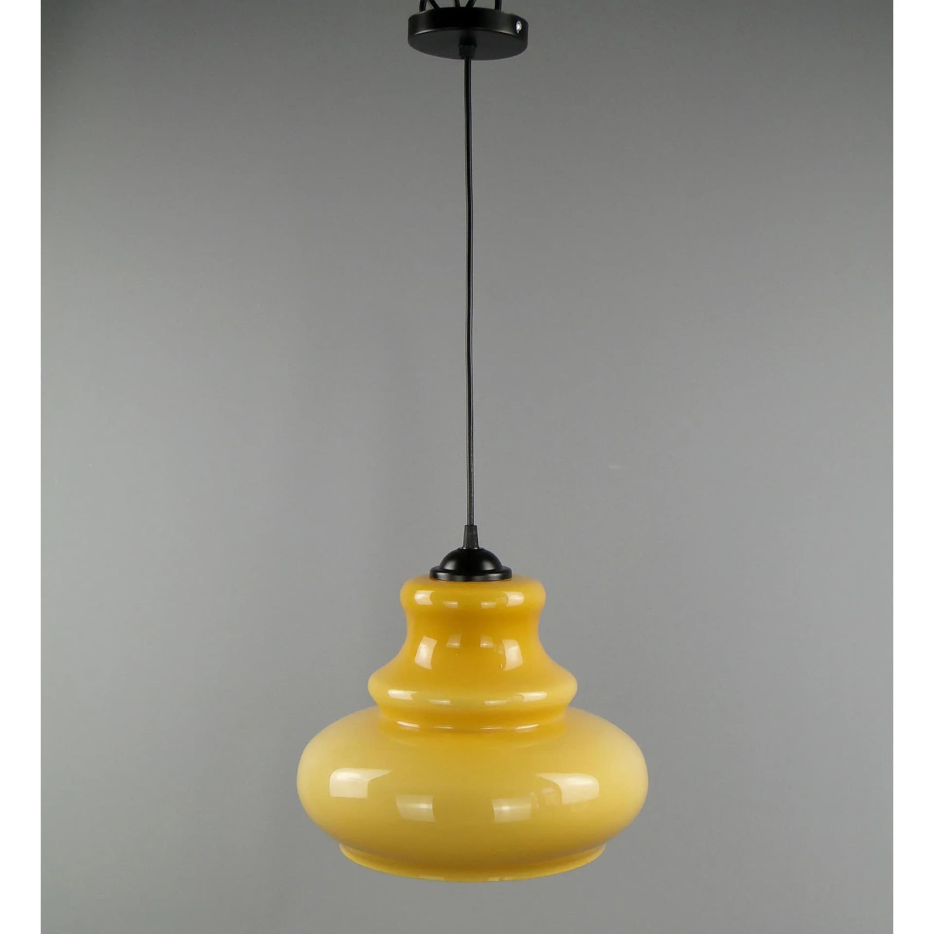 Pendant lamp Pop Art, yellow, glass, Polam Meos, Poland, 1960s - 12707
