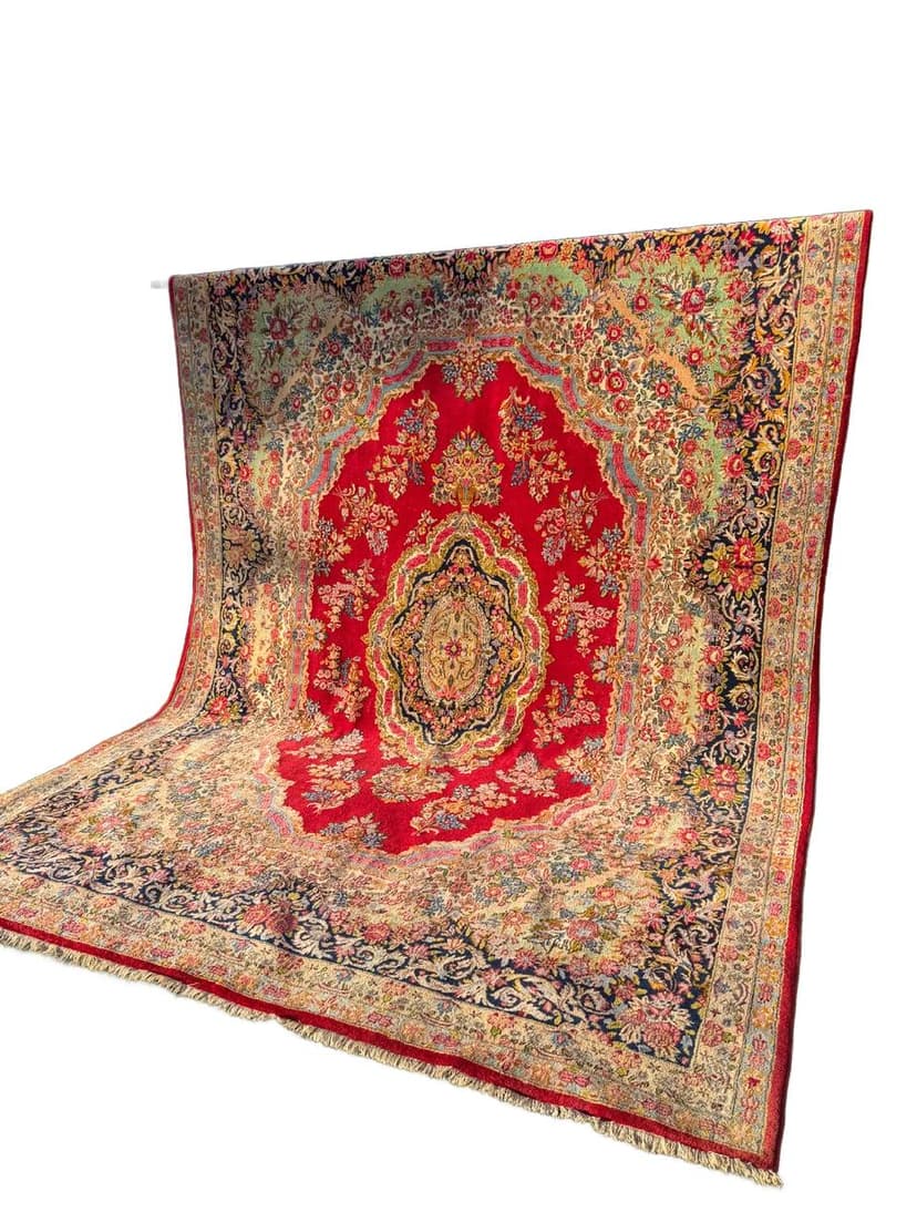 Rug Kerman, red, wool, Iran, 415x300 cm