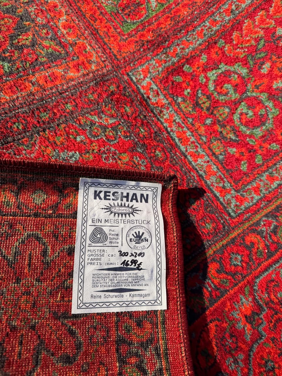Rug Afghan Keshan, red wool, Germany - 180495