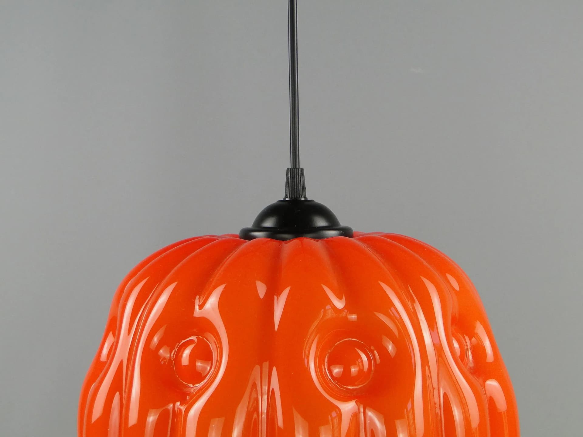 Pendant lamp, orange glass, Zakłady Sprzętu Oświetleniowego Zaos, Poland, 1960s - 12703